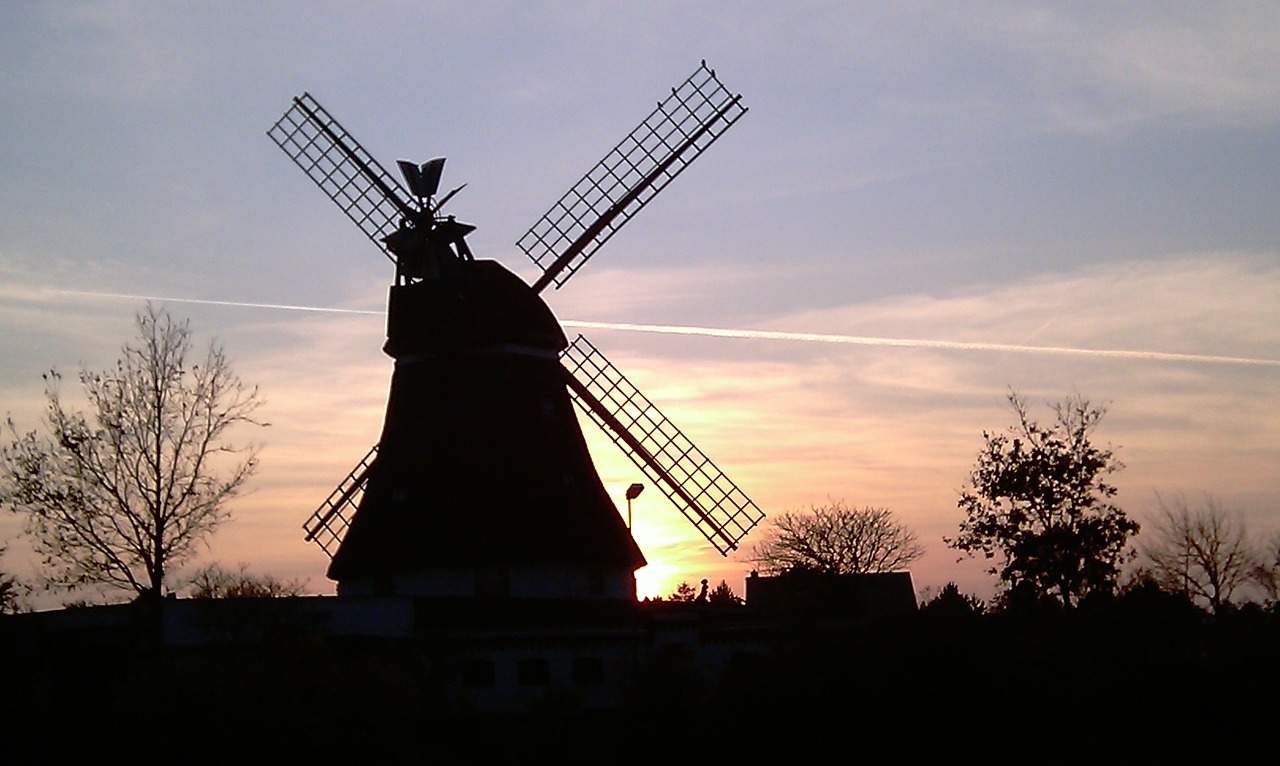 mill afterglow windmill free photo