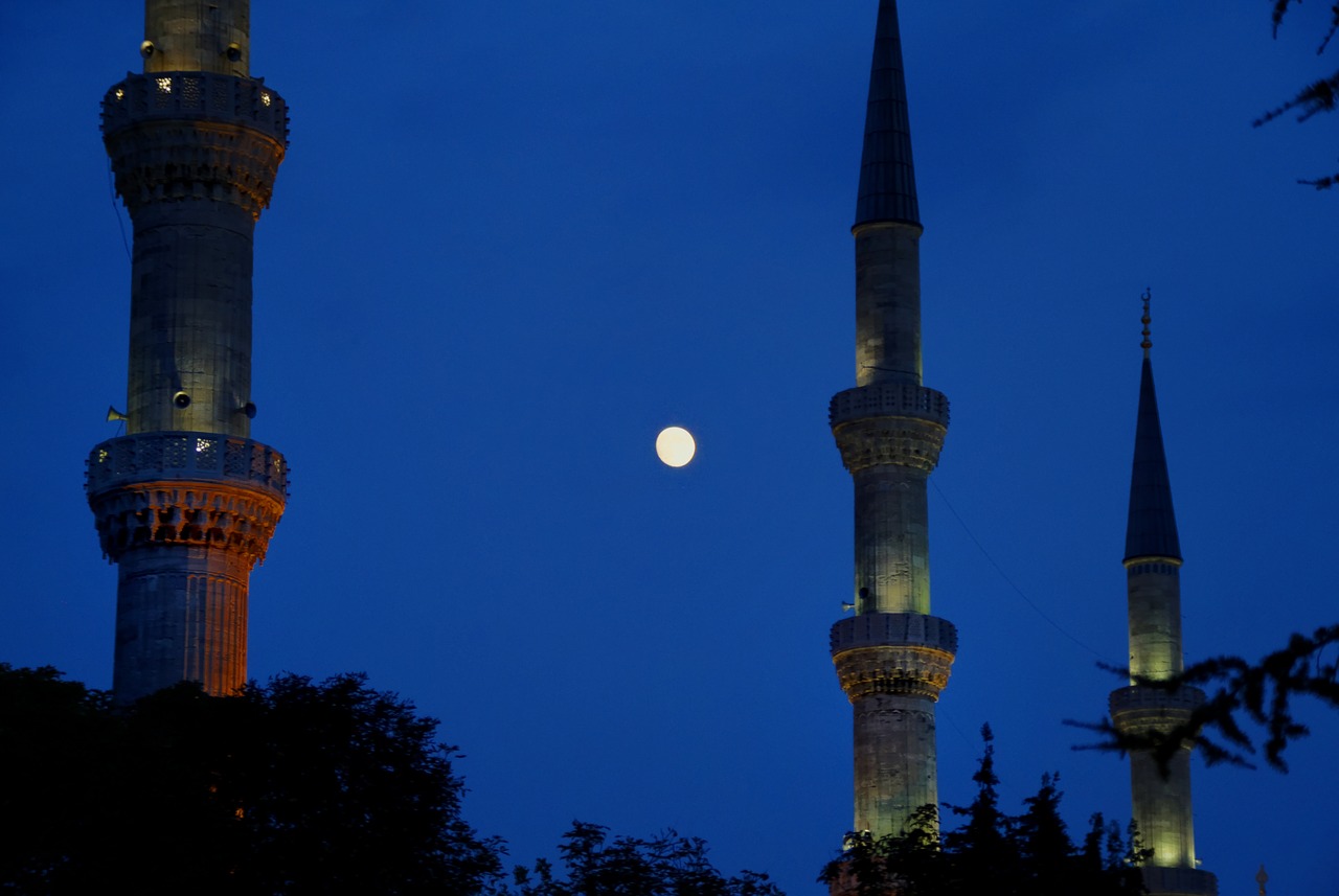 minaret istanbul night free photo