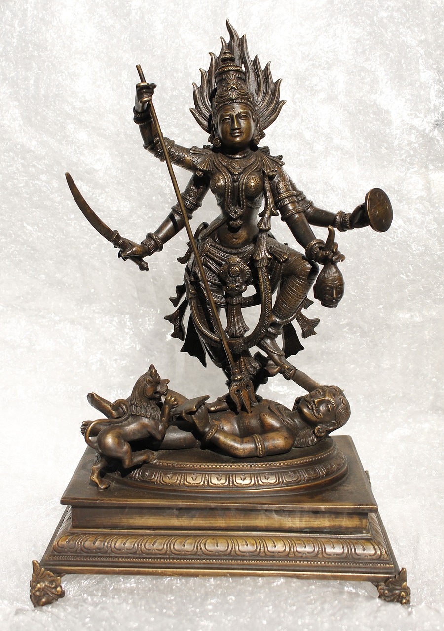 minature bronze goddess dussehra free photo