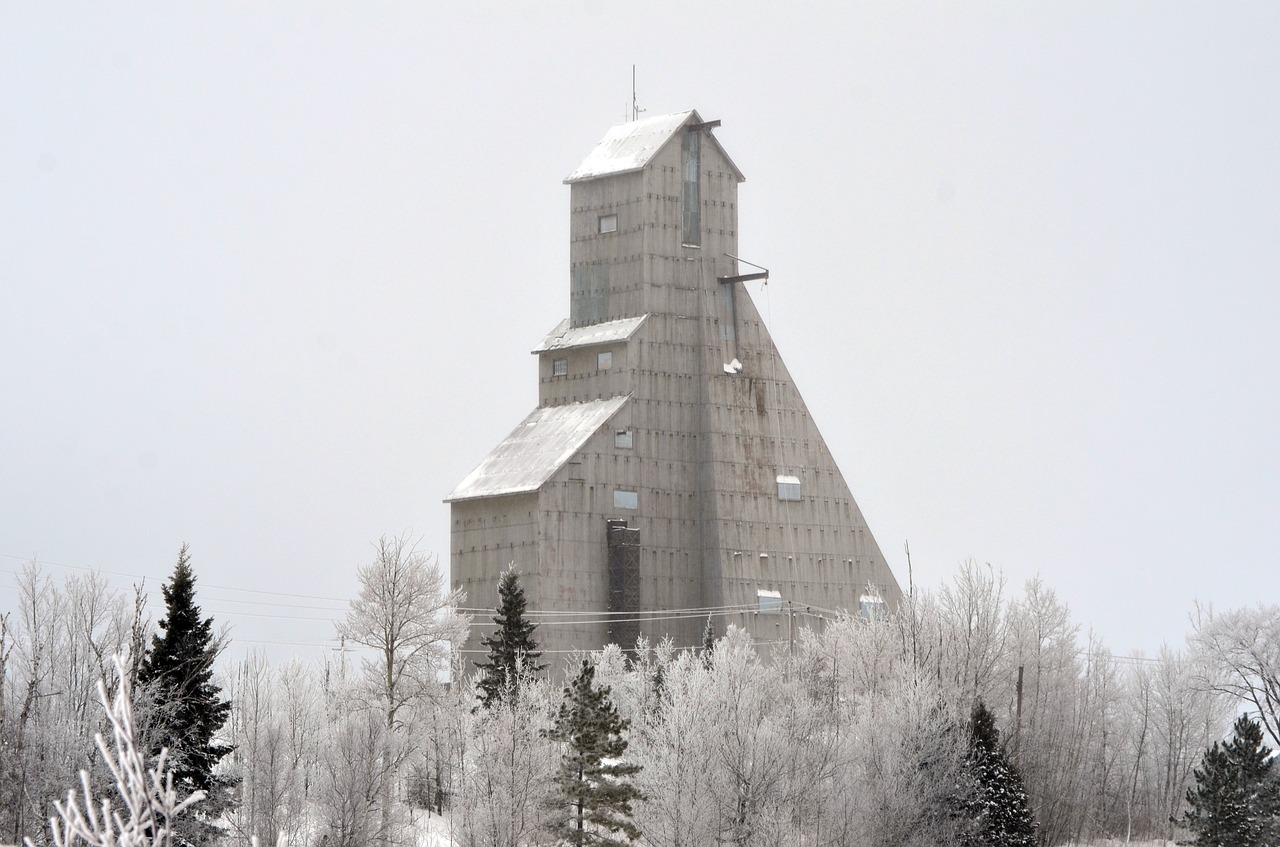 mine head frame winter free photo