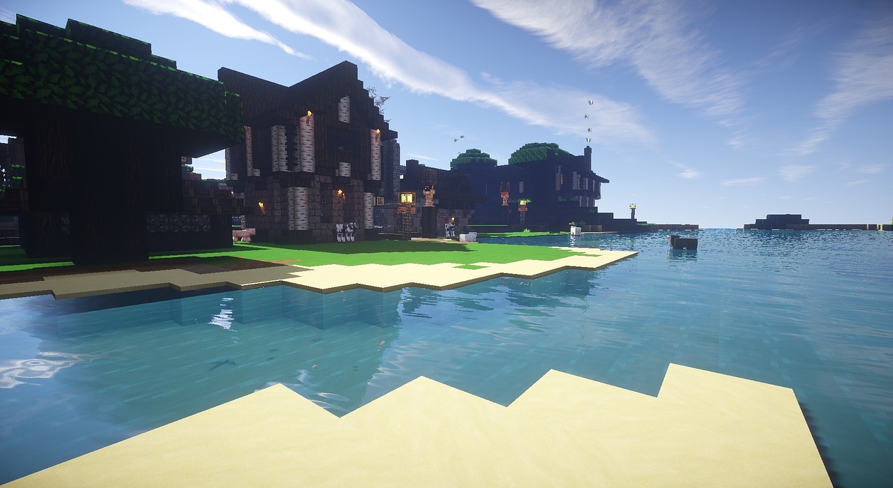 Edit free photo of Minecraft,river,medieval build,house,build - needpix.com