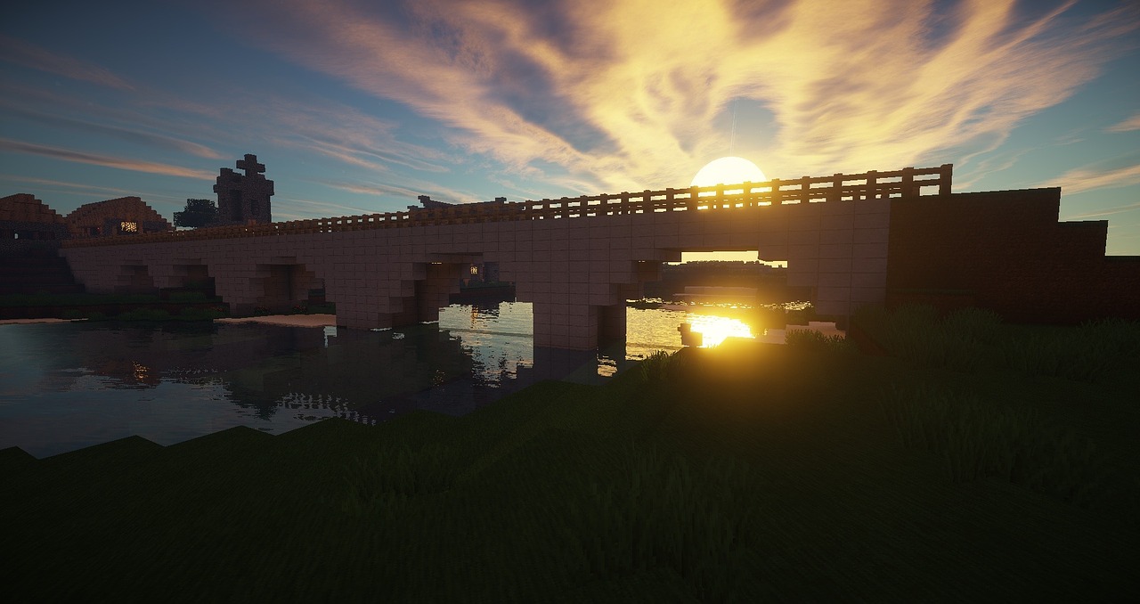 minecraft bridge river free photo