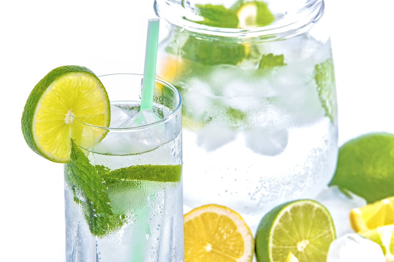 mineral water lime ice free photo