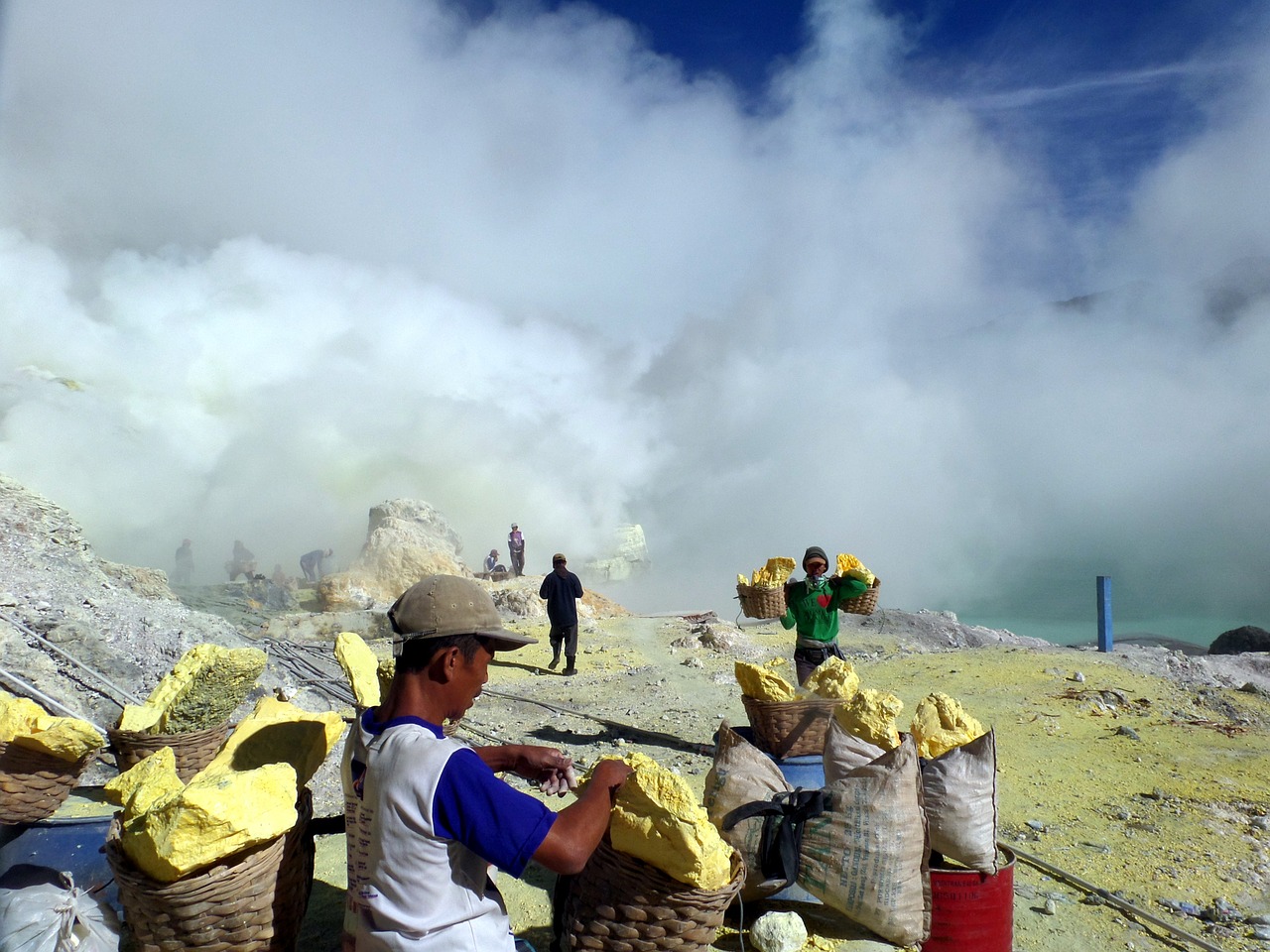 miners ijen indonesia free photo