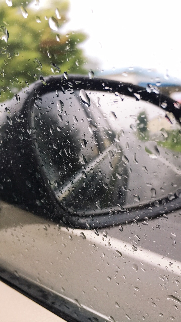 mirror automotive it's raining free photo