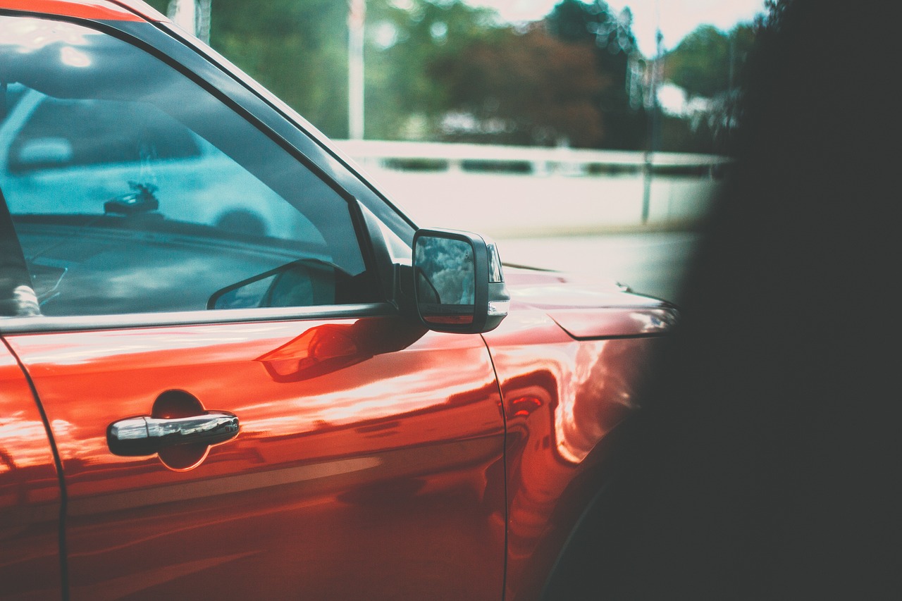 mirror red car free photo