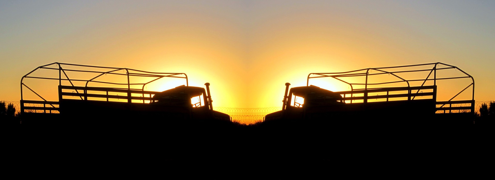 trucks frame sunset free photo