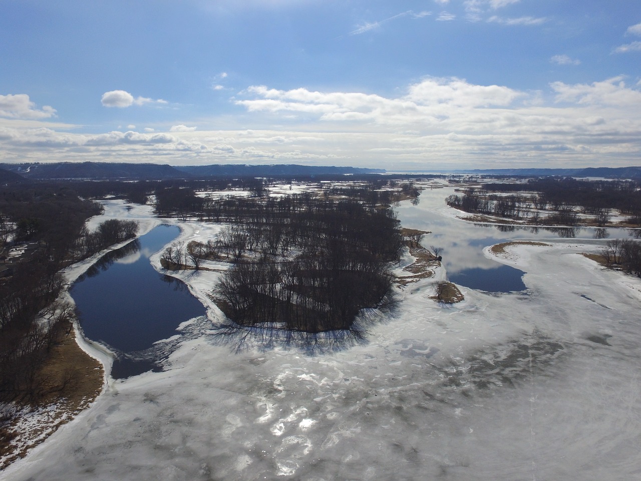 mississippi river blue sky drone free photo
