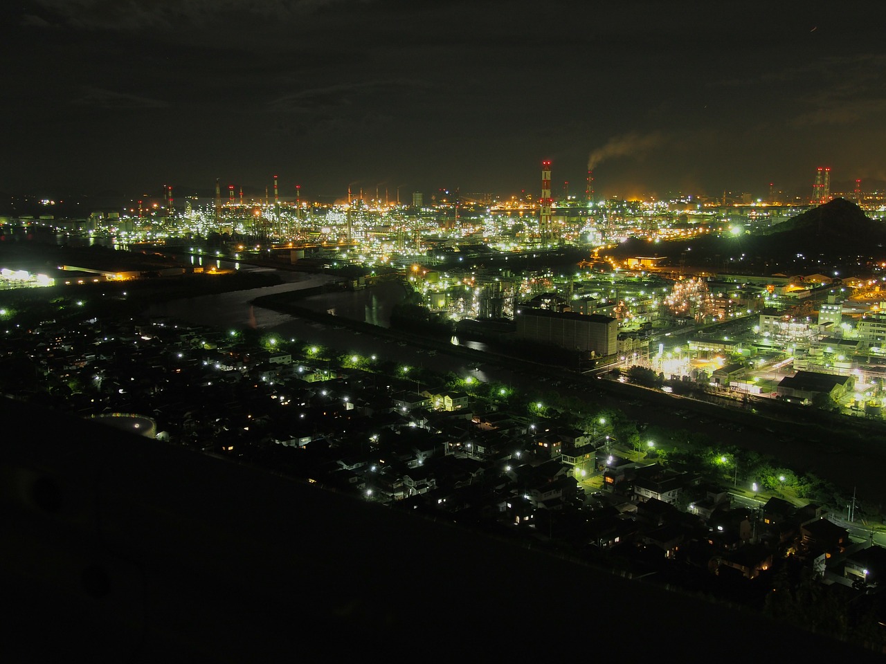 mizushima industrial complex night view free photo