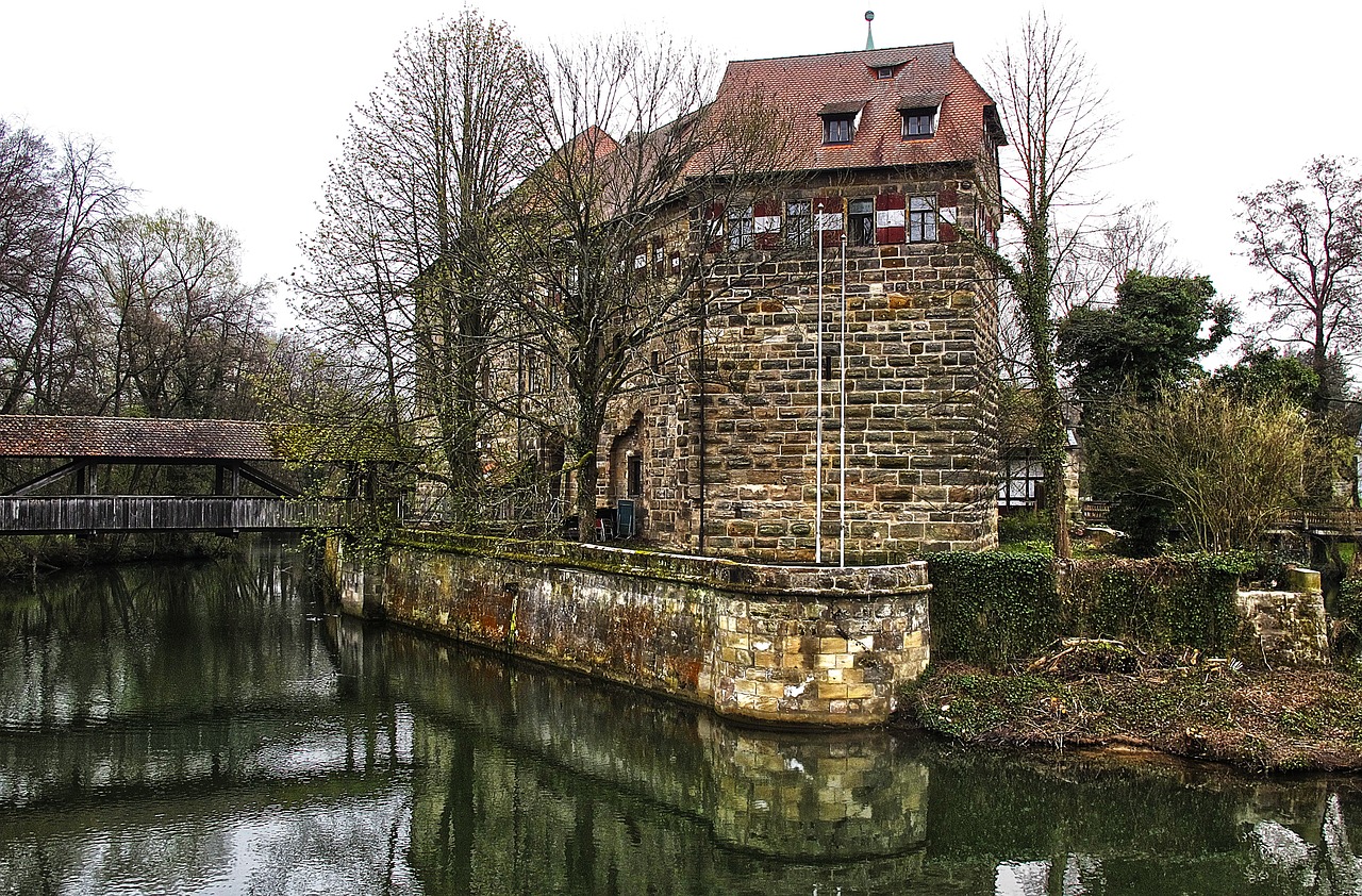 moated castle water old town free photo
