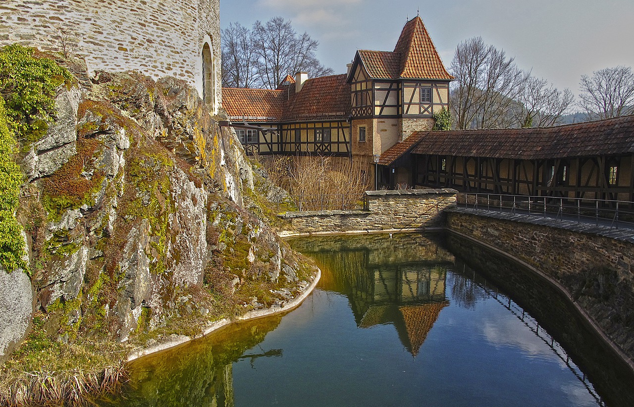 moated castle water old town free photo