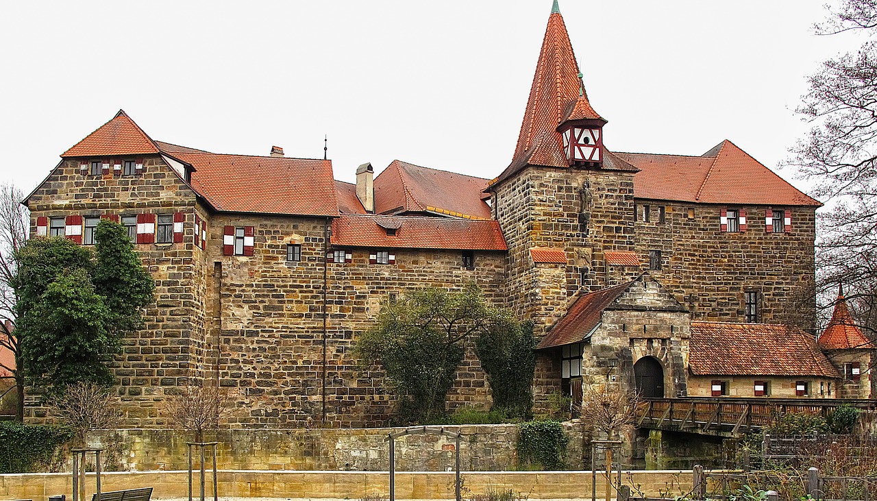 moated castle gatehouse tower free photo