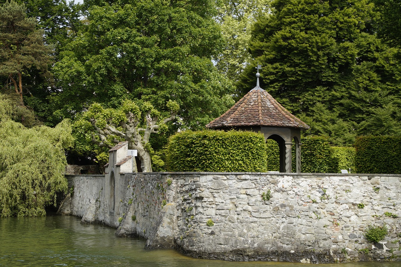 moated castle garden wall free photo