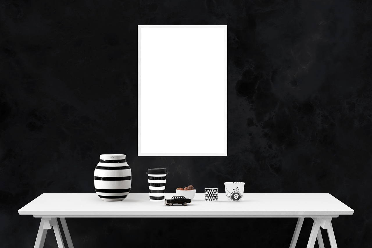 mockup wall poster free photo