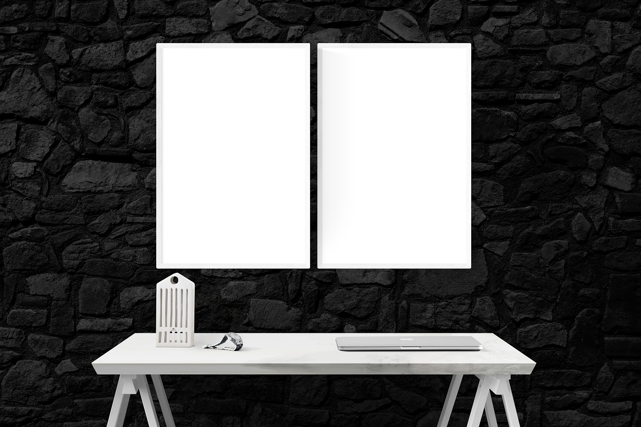 mockup wall poster free photo