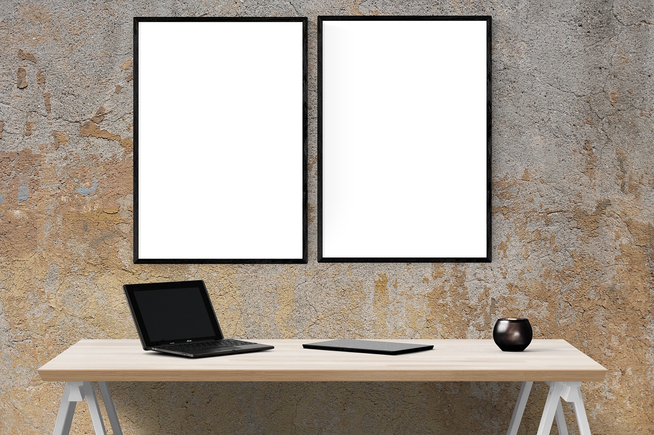 mockup wall poster free photo