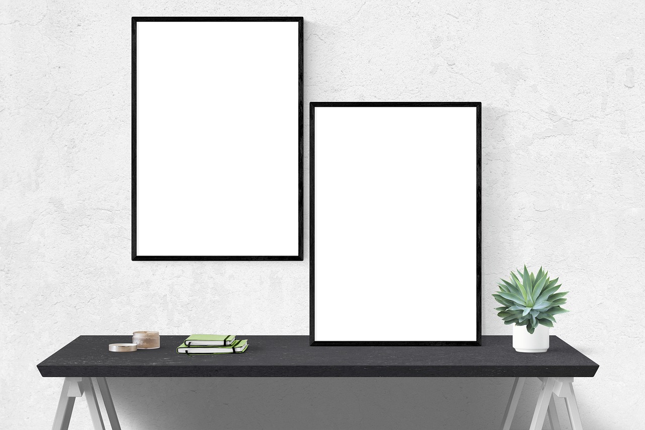 mockup wall poster free photo