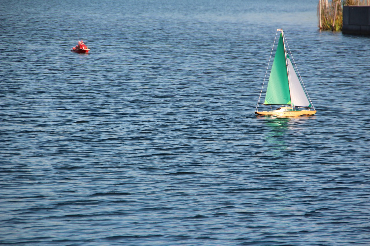 model boat lake remotely controlled free photo