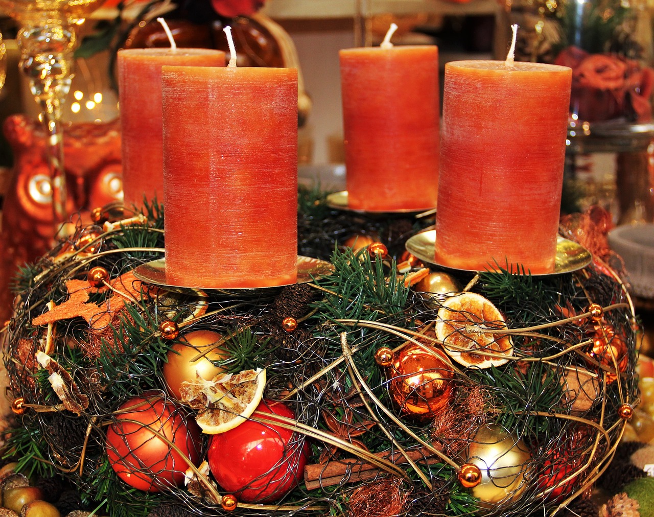 modern advent wreath candles brown tones free photo