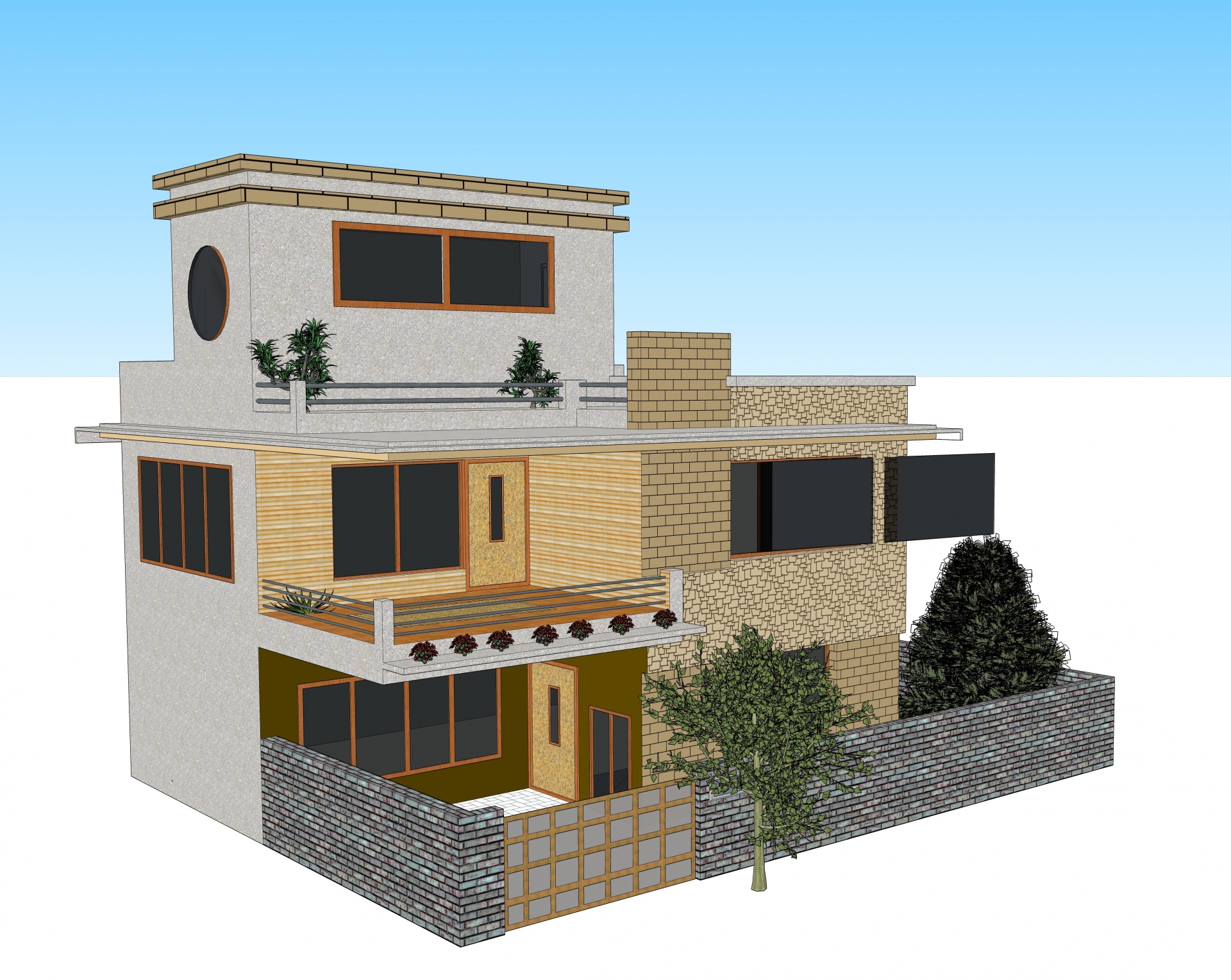 Modern House Drawing, How To Draw A House In One Point Perspective In