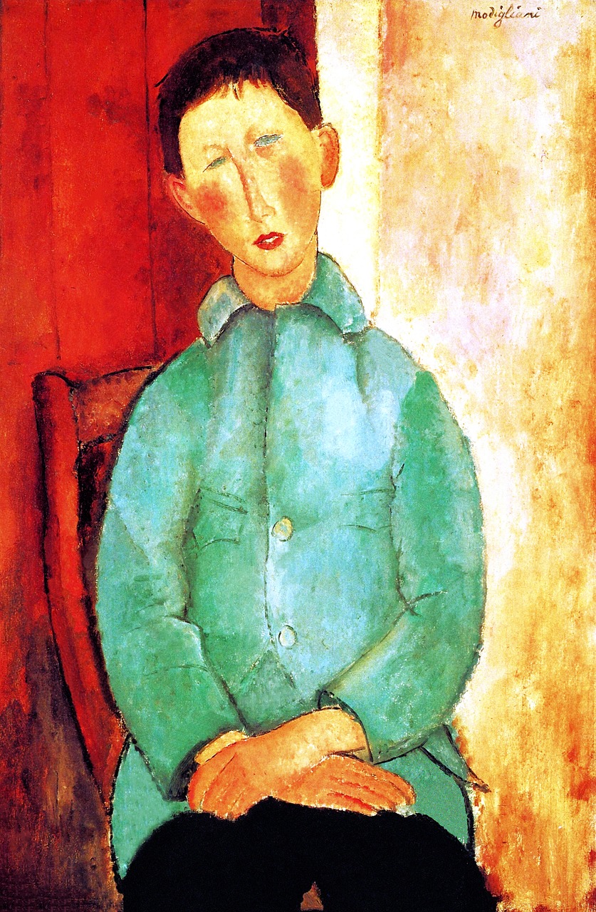 modigliani boy in a blue jacket impressionism art free photo