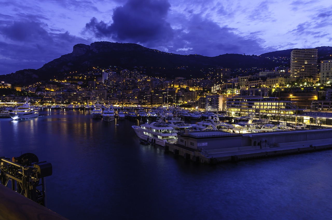 monaco night port free photo