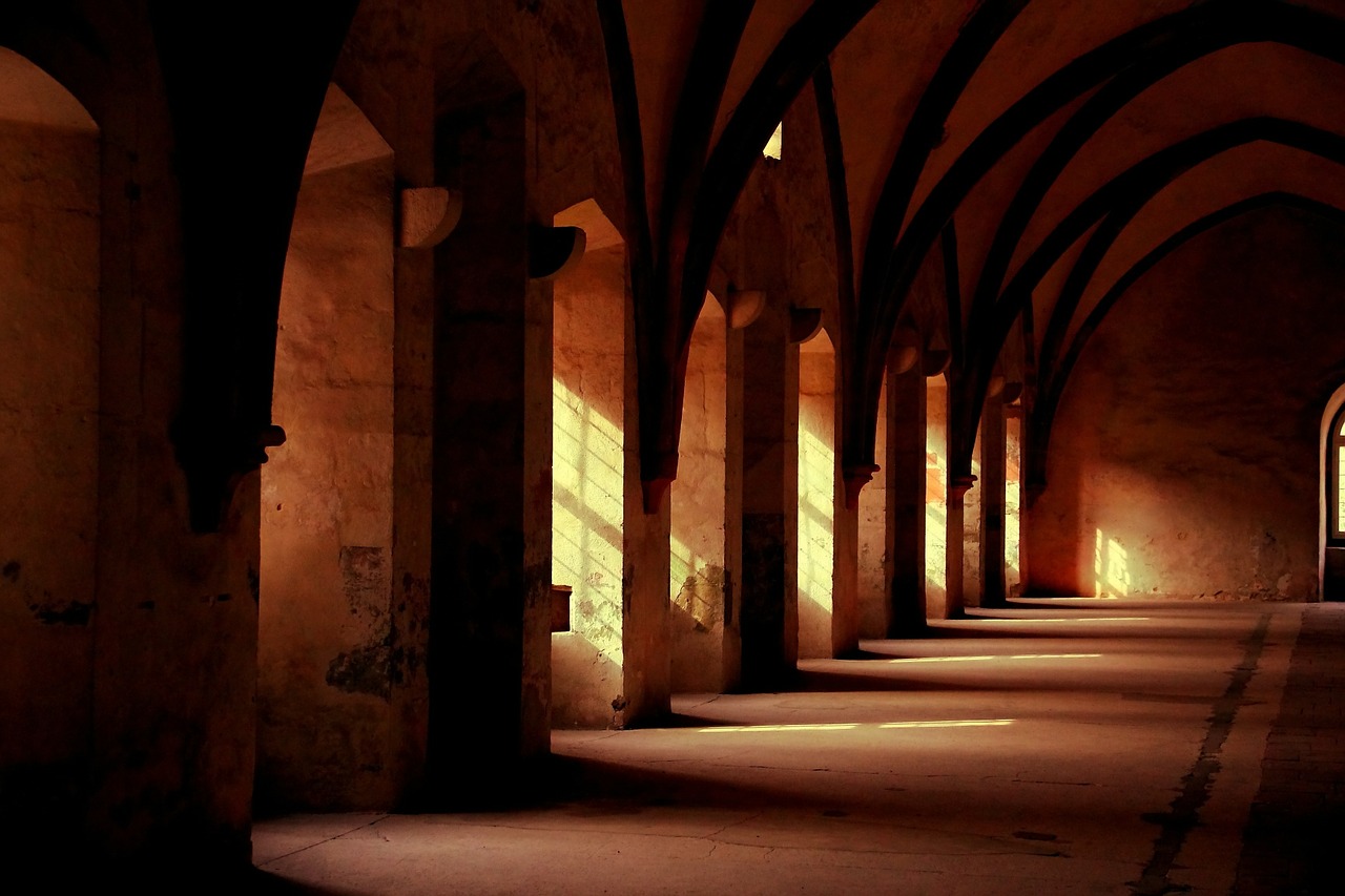 monastery hallway ancient free photo