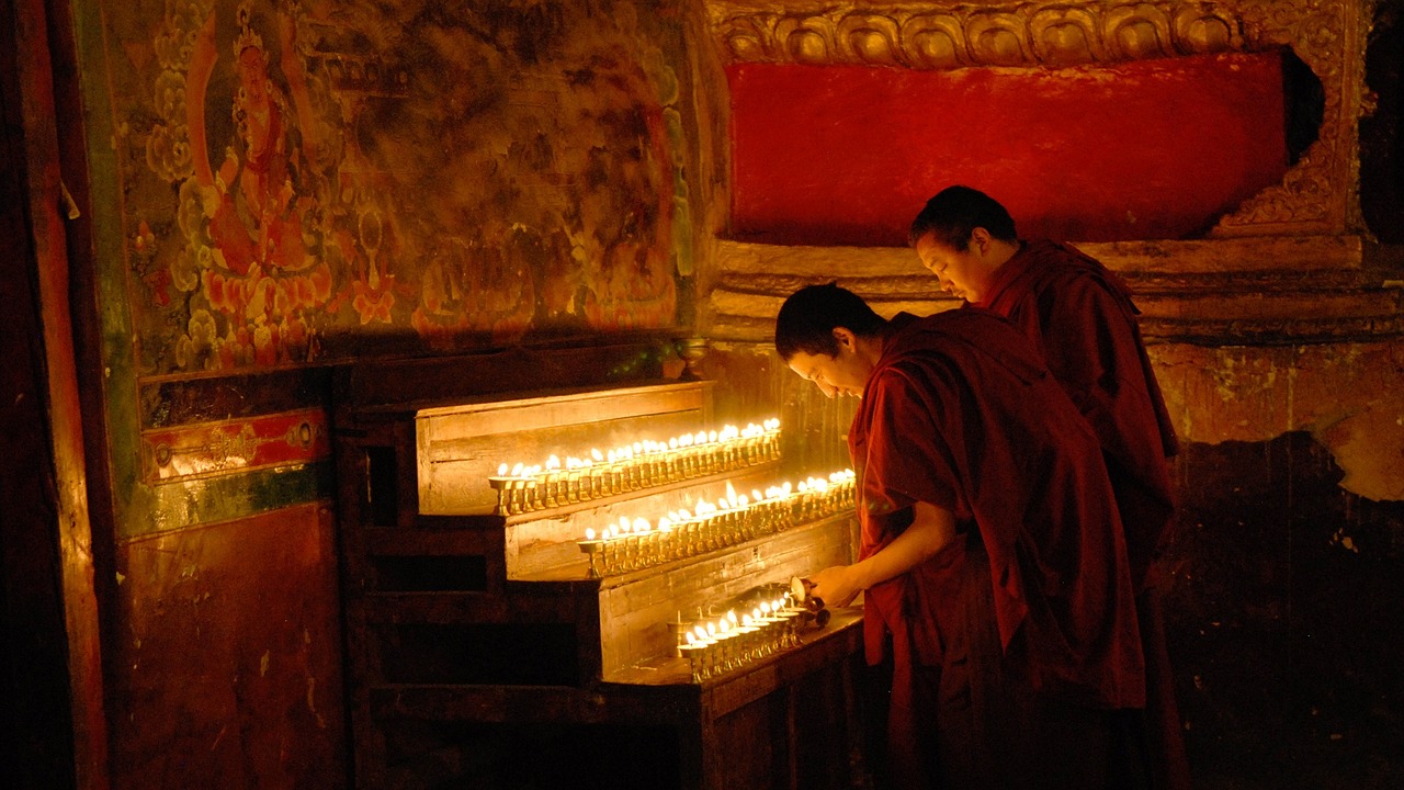 monastery monk candle free photo