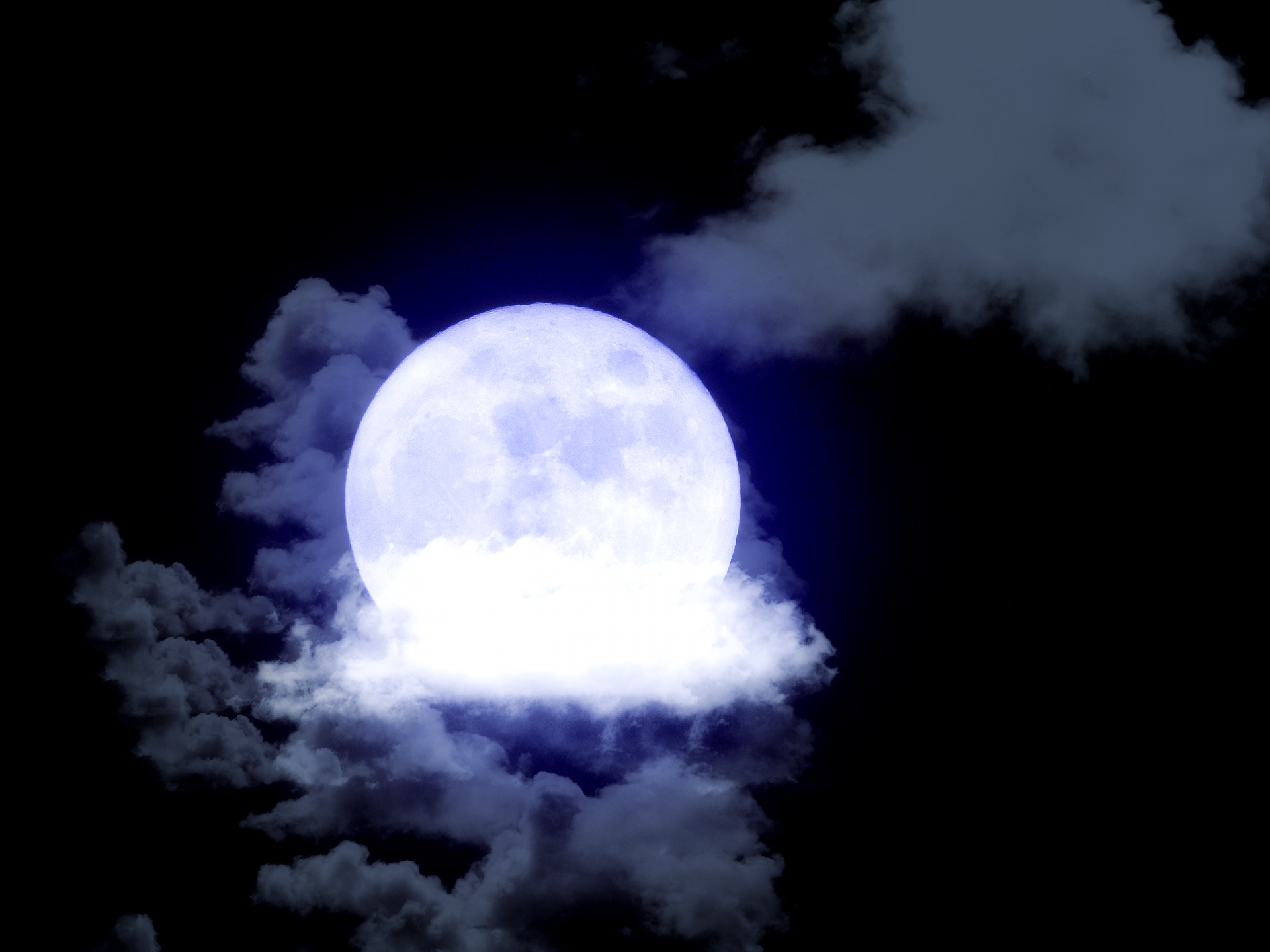 moon sky clouds free photo