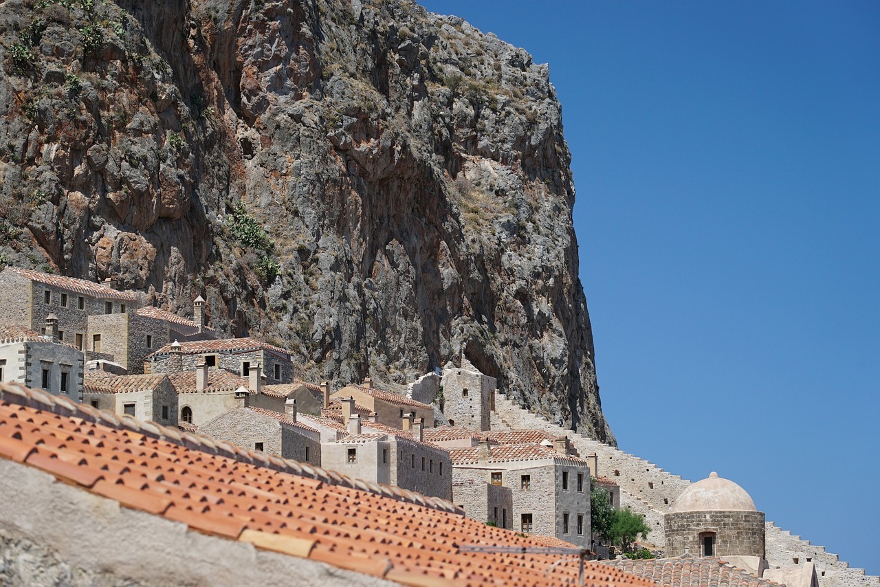 monemvasia  the old town  mountain free photo