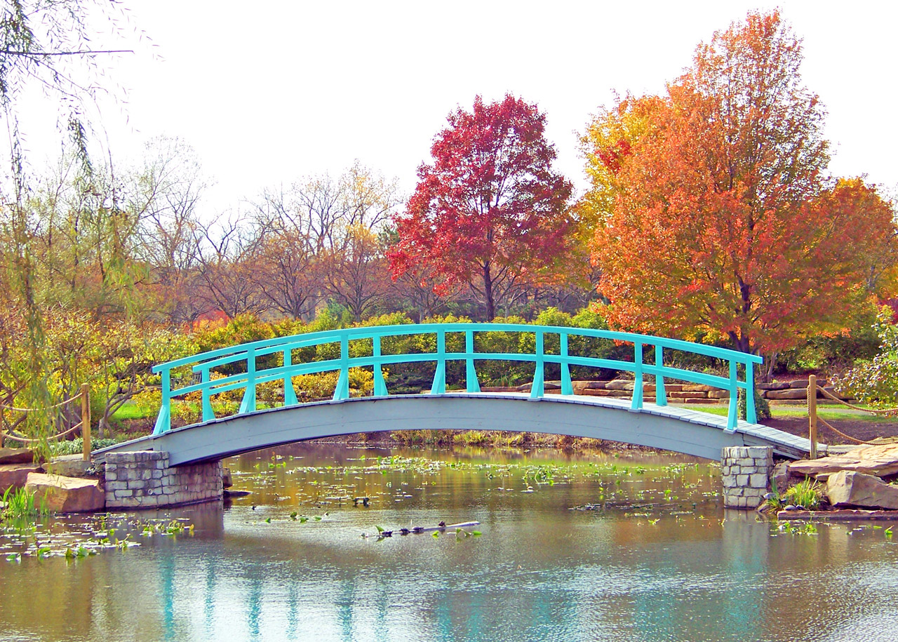 bridge park autumn free photo