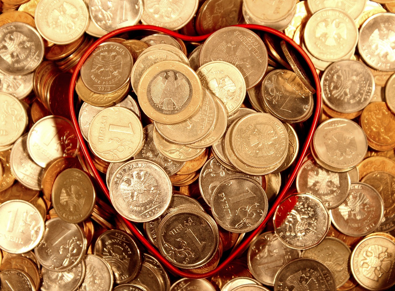 money coins heart free photo