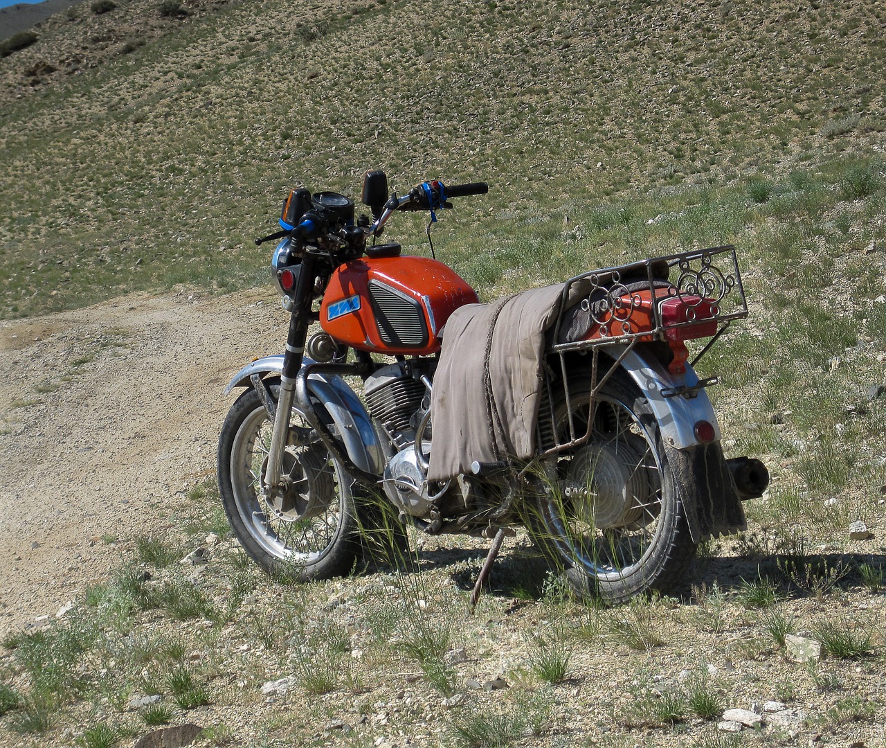 mongolia motorcycle steppe free photo