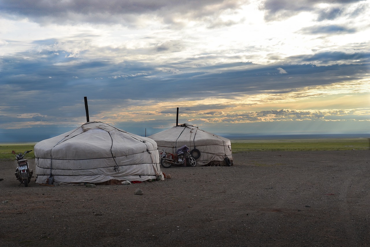 mongolia yurts steppe free photo