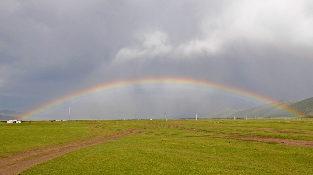 mongolia rainbow landscape free photo