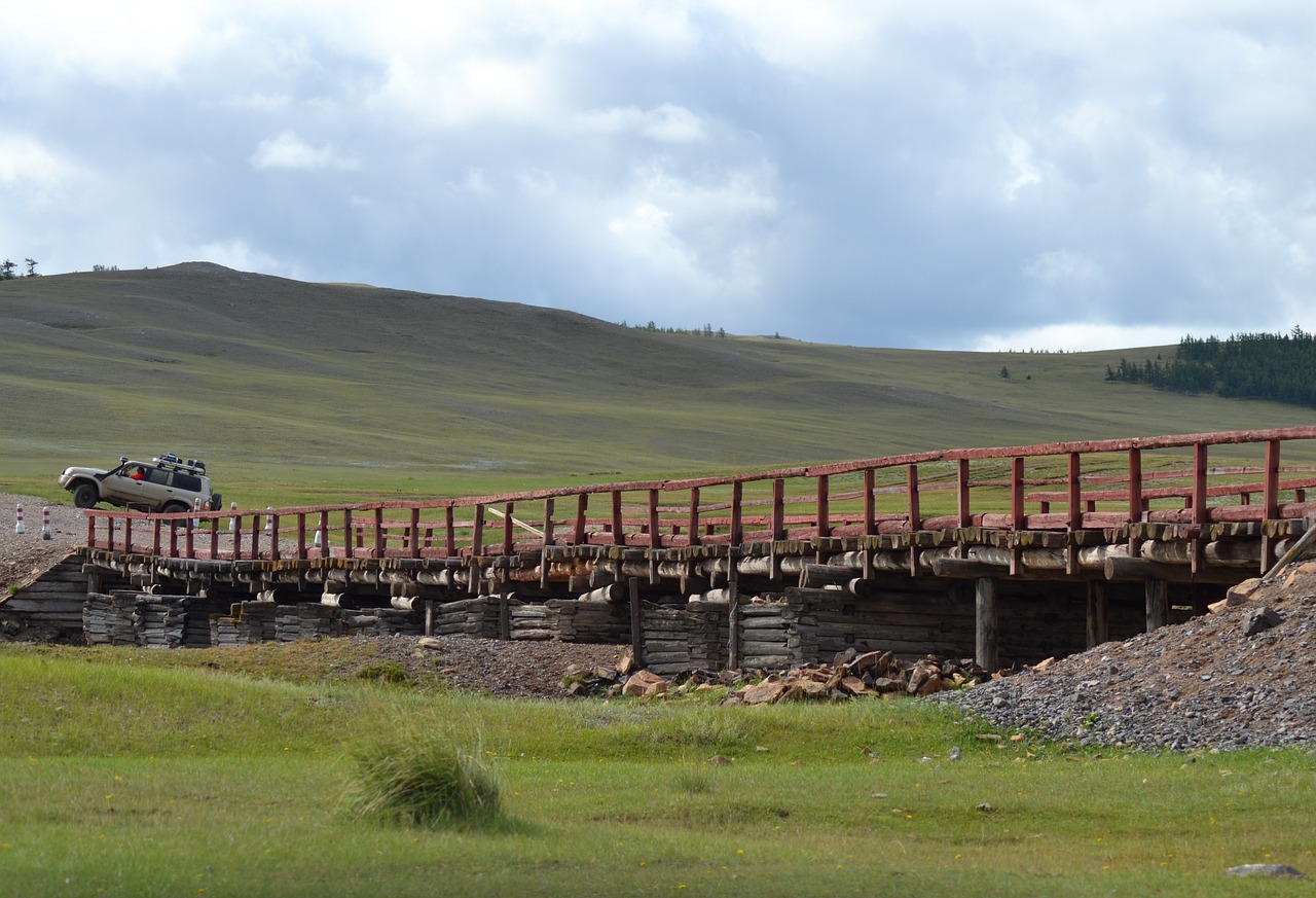 mongolia bridge steppe free photo