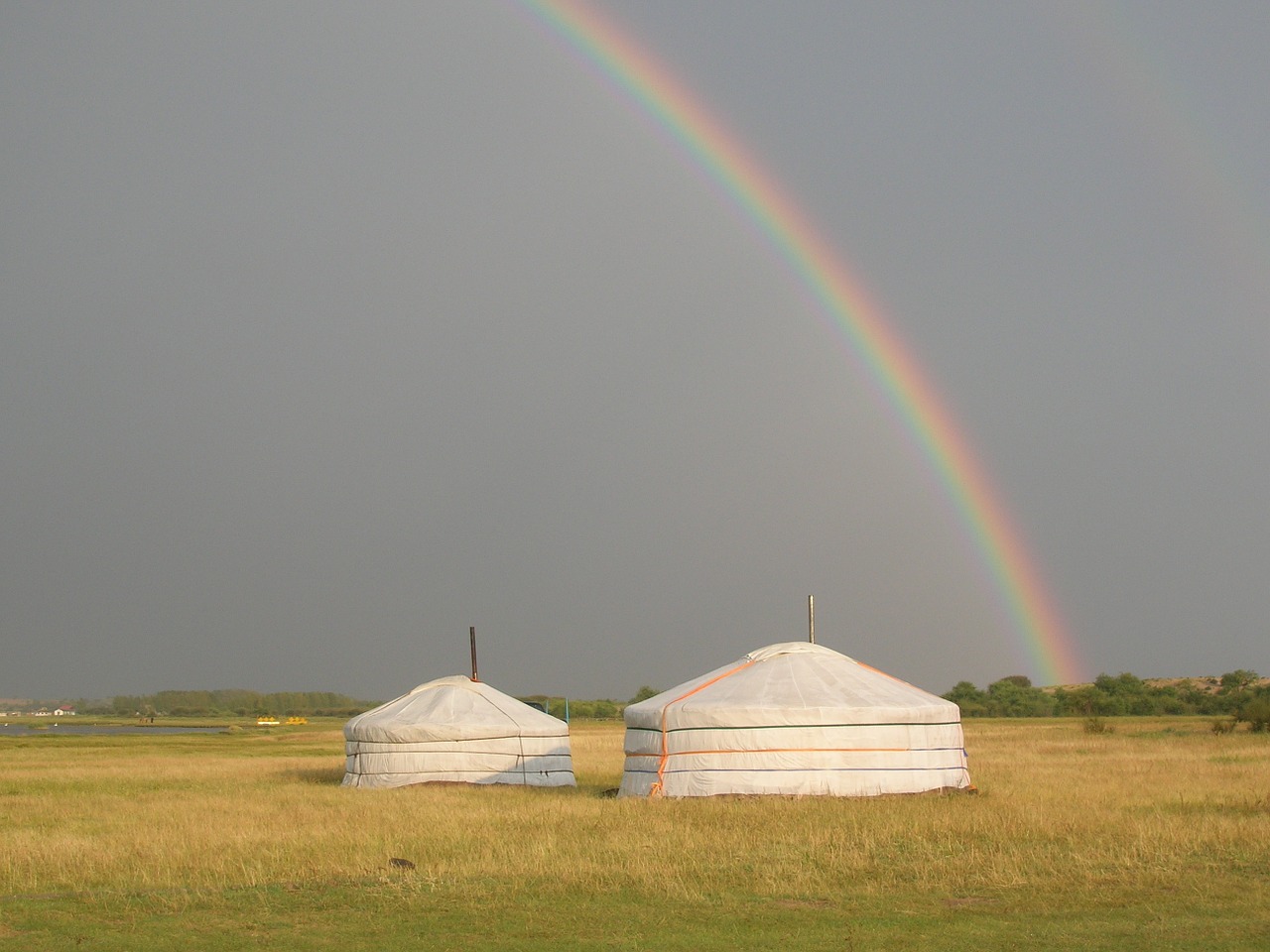 mongolia rainbow tents free photo