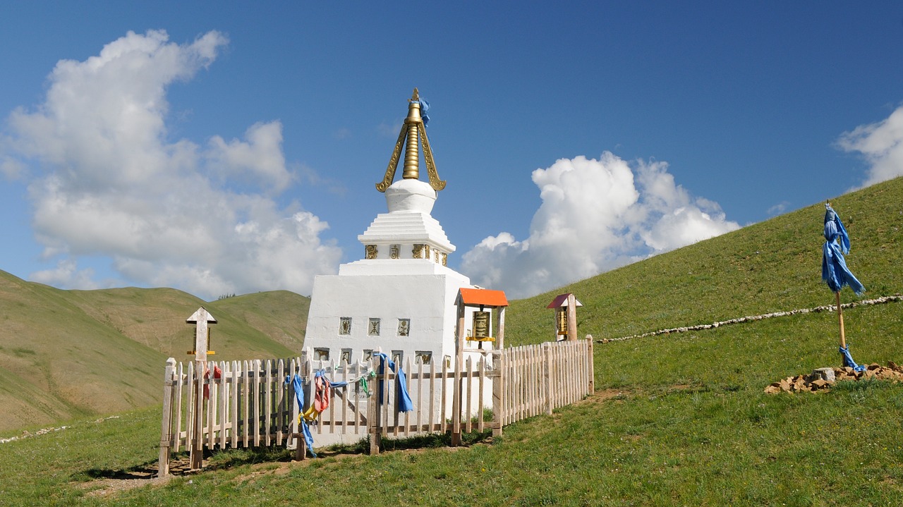 mongolia steppe stupa free photo