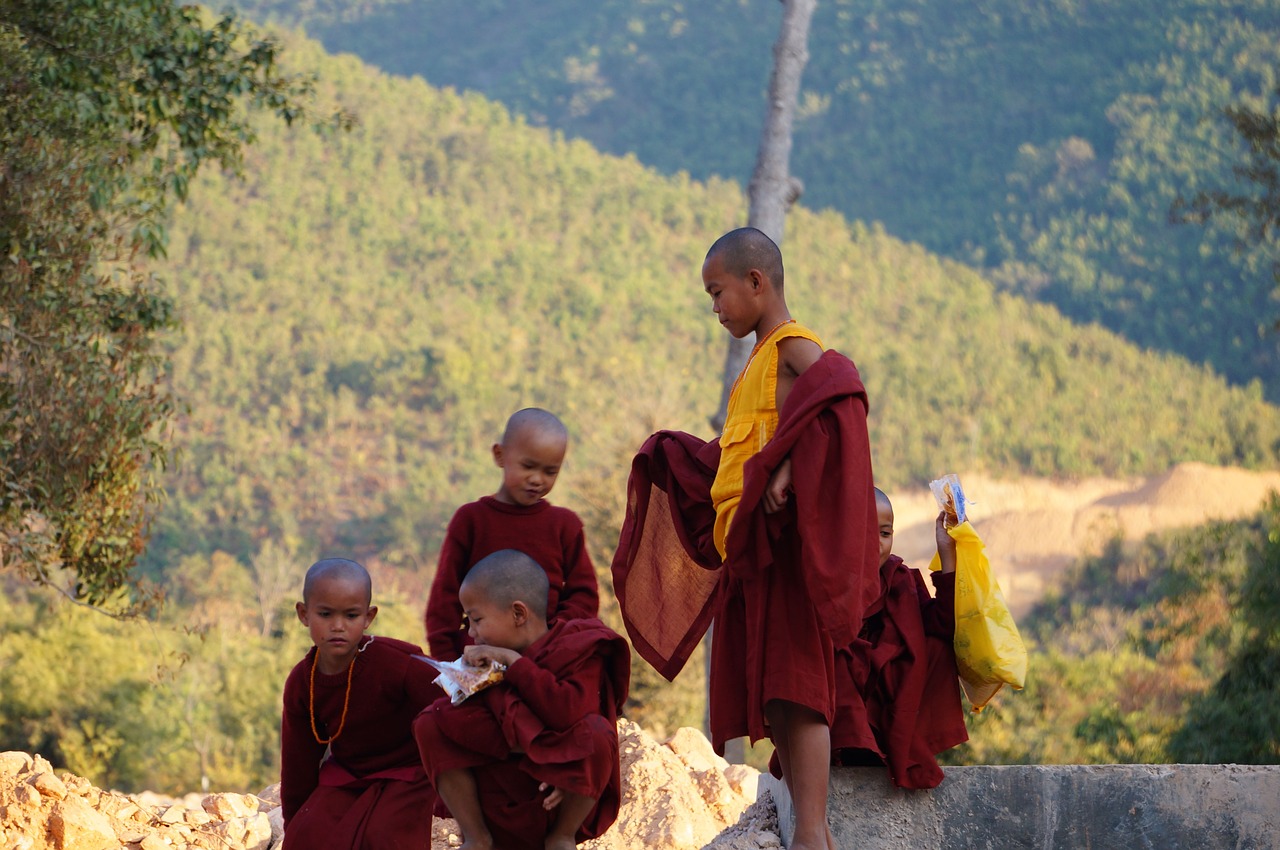 monk burma friends free photo