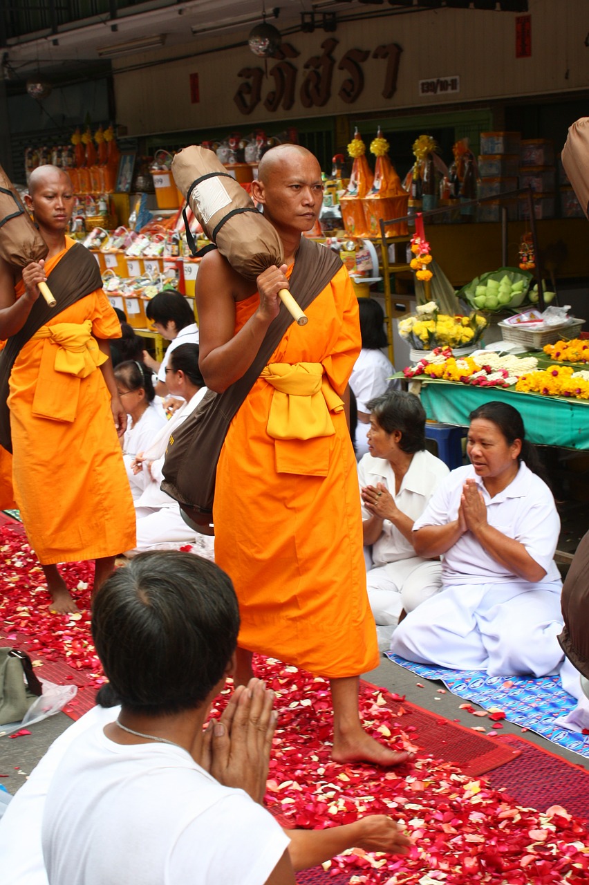 monk buddhists monks walk free photo