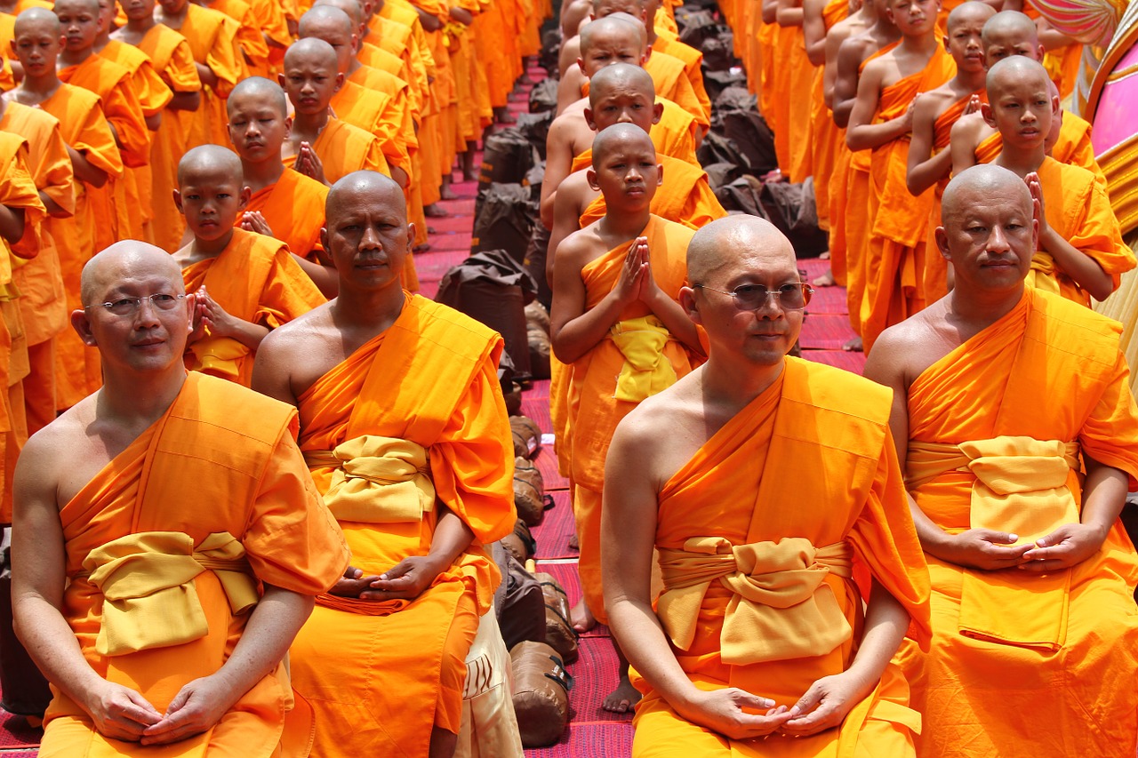monk buddhists sitting free photo