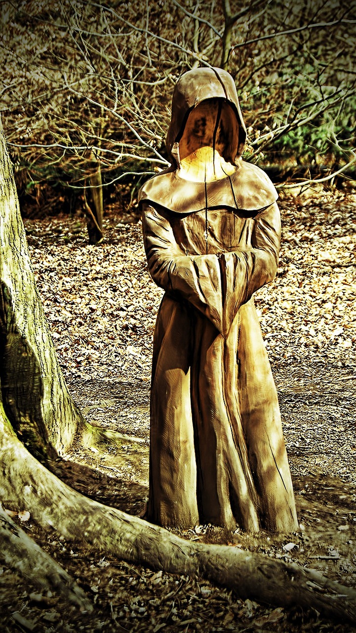 monk wood sculpture free photo