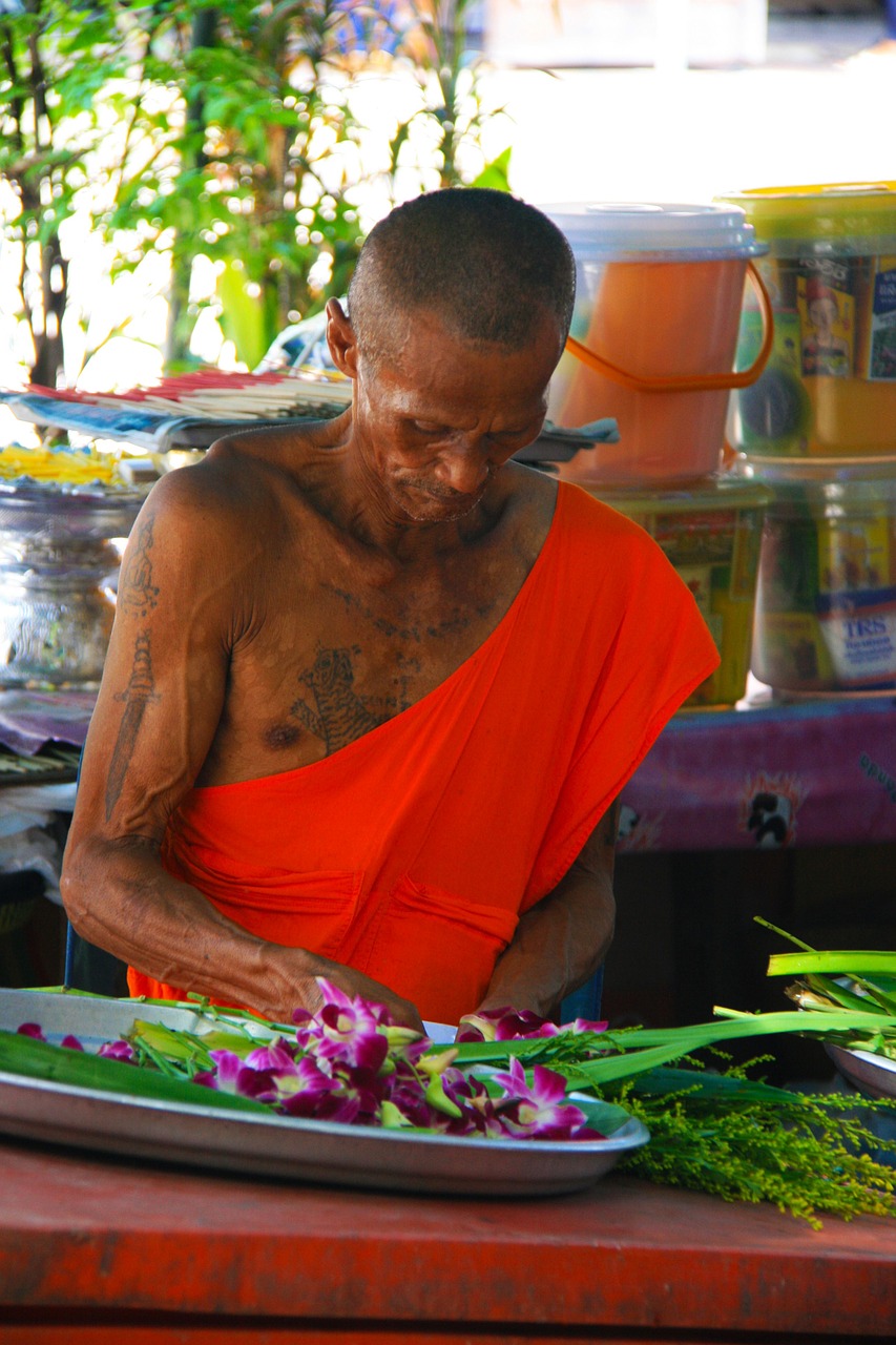 monk orange laos free photo
