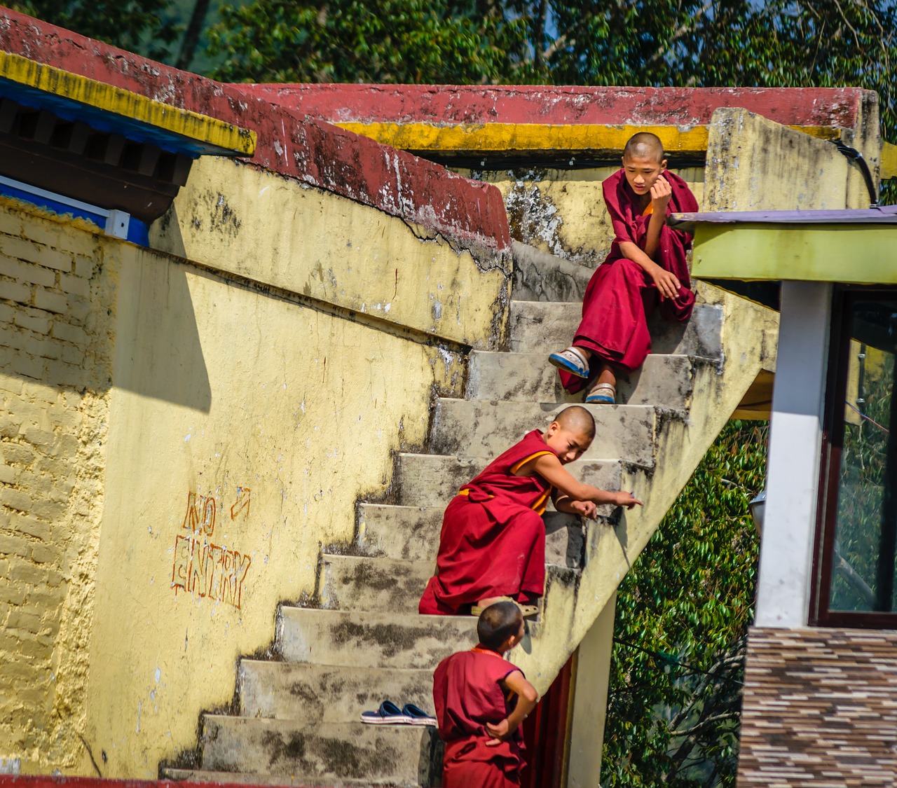 monk kids small lama monastery free photo