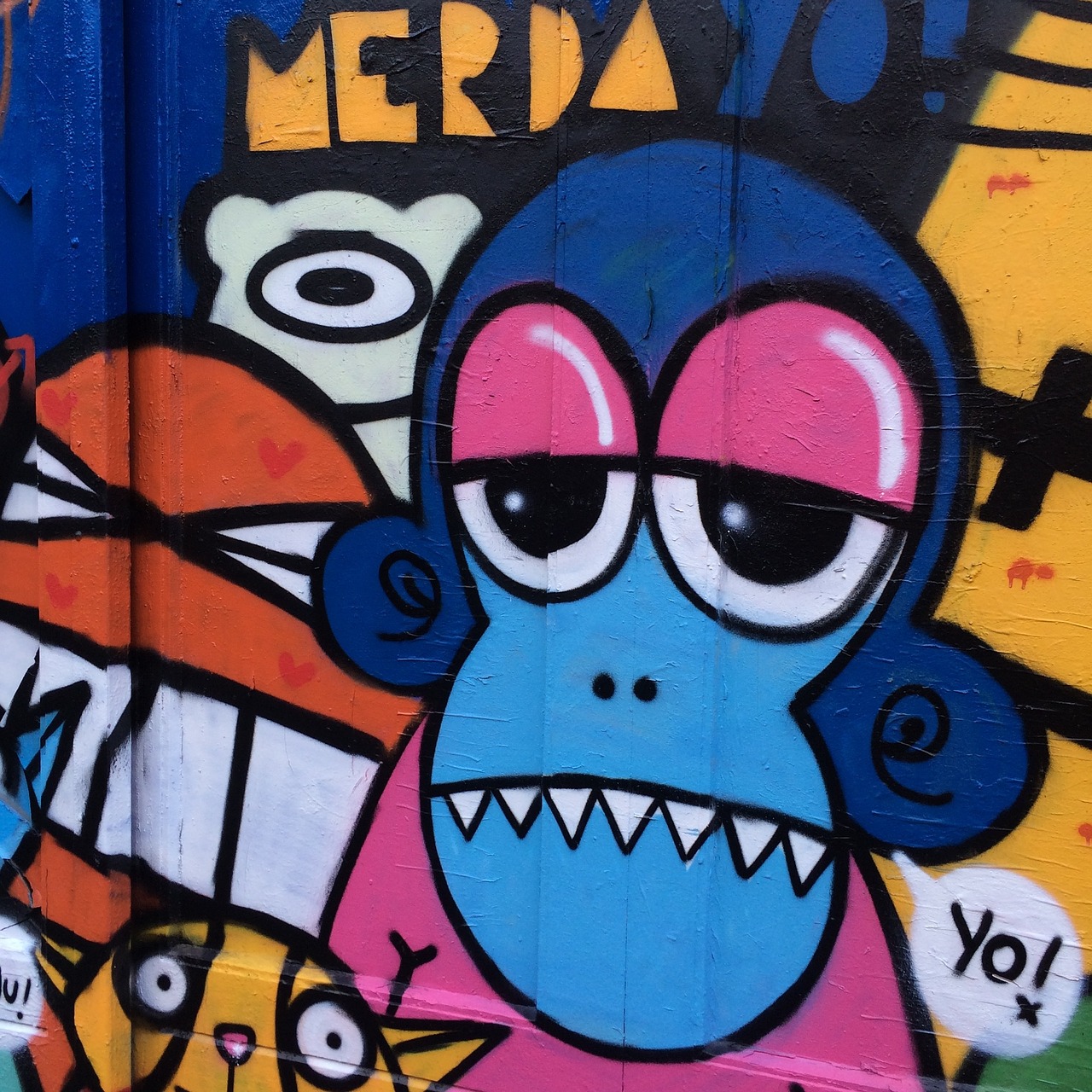monkey graphic graffiti background painted monkey free photo