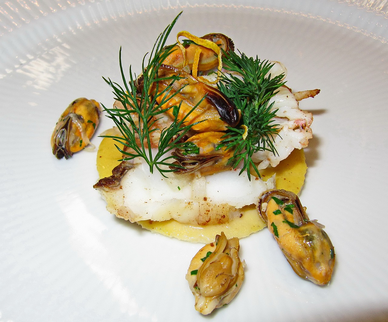 monkfish steamed poached free photo