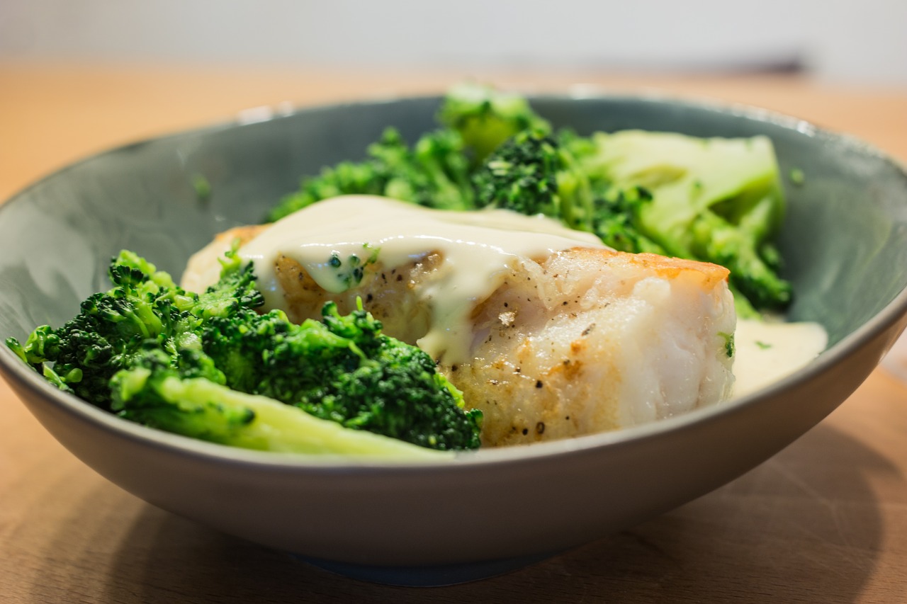 monkfish brocoli fish free photo