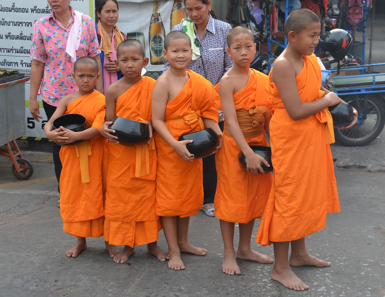 monks children thailand free photo
