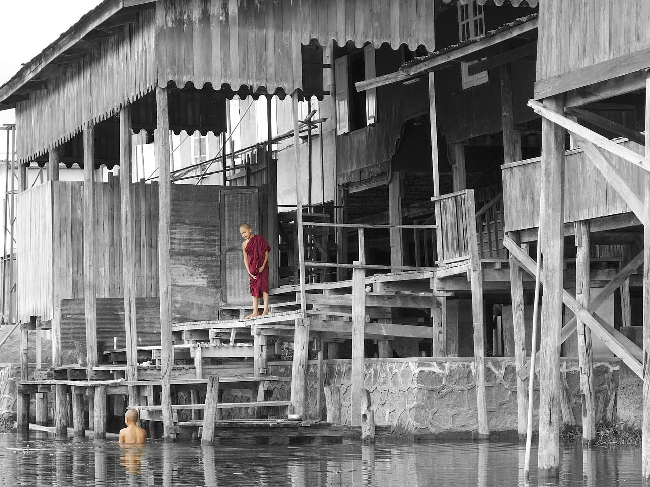 monks buddhism inle lake free photo