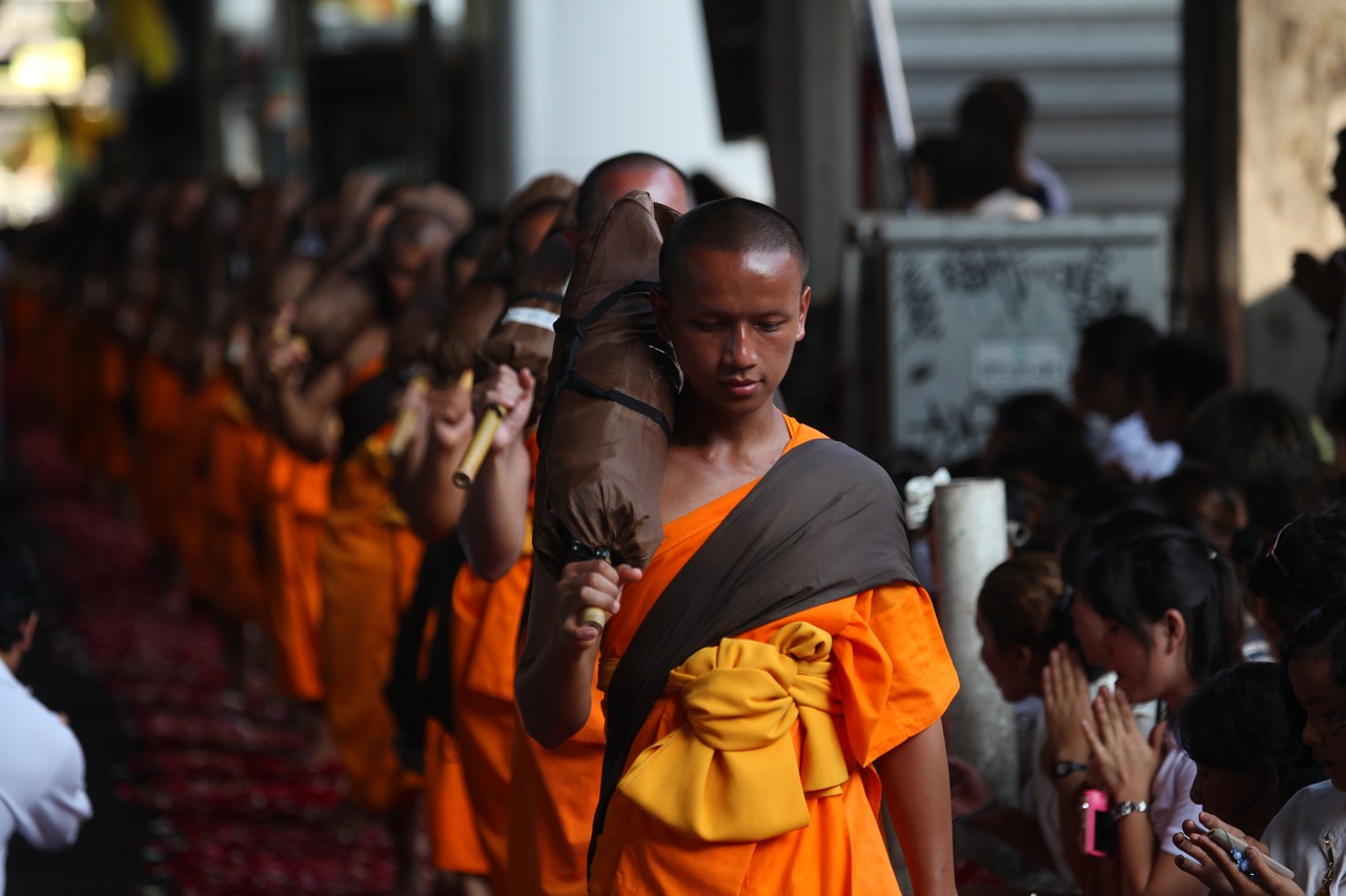 monks buddhists walk free photo